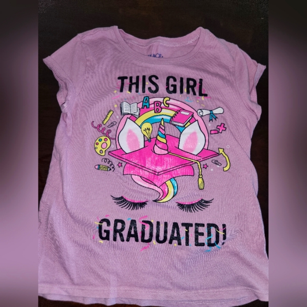 Pink Unicorn Graduation T-Shirt Size Medium (7/8)
